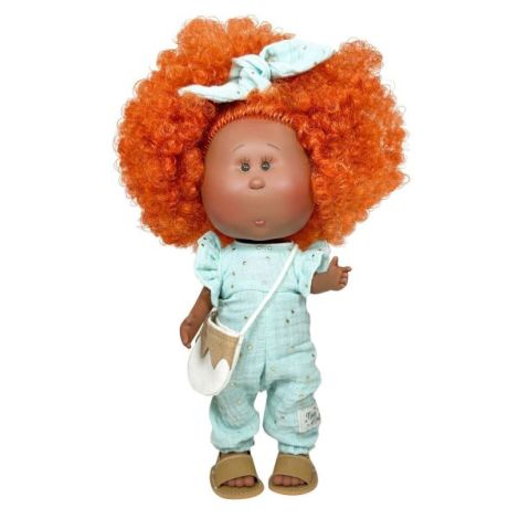 Papusa Nines D'Onil, Mia, cu parul portocaliu cret, Afro, cu articulatii, cu miros de vanilie, 30 cm - imagine 7